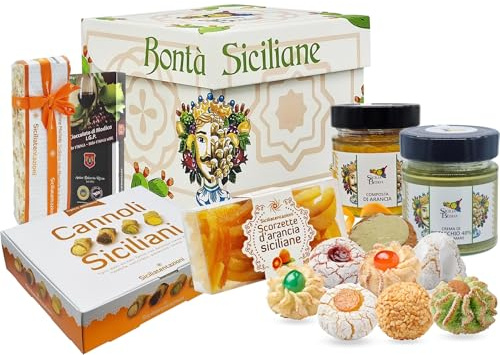 Sicilia Bedda - Box Regalo Prodotti Tipici Siciliani - LINEA DOLCE - In Elegante Box Maioliche Siciliane