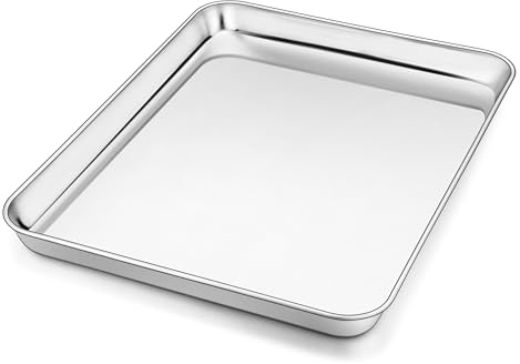 Homikit bakplåt i rostfritt stål, rektangulär kakplåt, ugnsplåt för bakning, rostning, spegelpolerad ugnsplåt, diskmaskinssäker, 31,5 x 24,6 x 2,5 cm