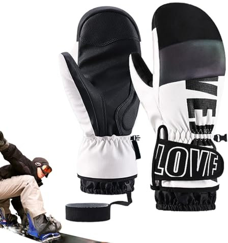 Skihandschuhe, wasserdichte Skihandschuhe, Snowboardhandschuhe mit Handgelenkschutz, wasserdichte Schneehandschuhe zum Skifahren, winddichte Snowboard-Fäustlinge, Schneehandschuhe, Ski-Fäustlinge für