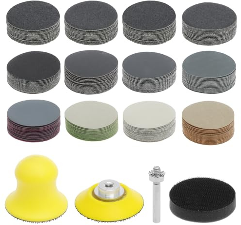 184 Stück Schleifscheiben Pad Kit 50mm Klett Nasse Trockene Schleifpads 60/80/100/150/240/400/800/1200/2000/3000/5000/10000 Schleifscheiben Adapter für Metall Holz Glas Auto Polieren