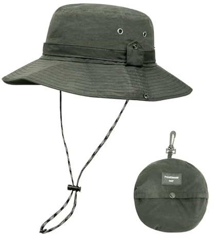 YAMEIZE Cappello da Pescatore Impermeabile UPF50+Corda per - Cappello - per Donna Uomo Cappello con Regolabile Cappello da Pesca Spiaggia Hiking