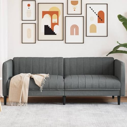 Festnight Sofa Chesterfield 3-Sitzer, Couch 3-er, 3 Sitzer Sofa, Glamour Design, Modern 3er Gästesofa mit Armlehne, Couchgarnitur, Sofagarnitur, Polstersofa - Wohnzimmer Dunkelgrau