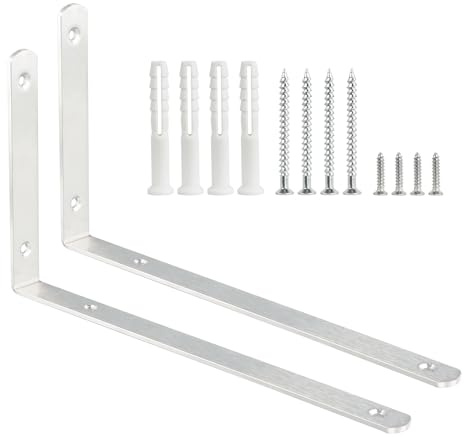 2 Stück Winkel Regal,Winkelverbinder,Regalwinkel Edelstahl L förmige,90 Grad Edelstahl Winkel Klammern Mit Schraube,Regalhalterung,Eckregal für Holzregale, Hölzern Möbel - 300x160