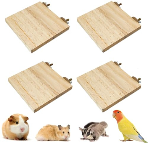 bangminda 4 Stück Holz-Sprungbretter für Hamster Holz Plattform Vogelsitzbrett Papagei Plattform Stand Zubehör Hamster Spielzeug aus Holz für Ratten Vögel Wellensittich Nymphensittich Chinchilla