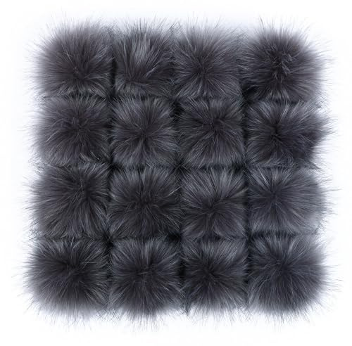 Nocyclonic 16 Stück kunstfell bommel Pompon kunstfell Fell bommel Pompon therian fur,l für Mützen Beanies Fellbommel Haarball für Tasche Anhängern Schlüsselanhänger Dekoration (L,8CM)