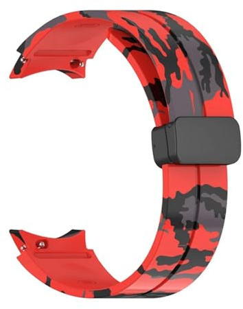 KanaAt LKQASD Bedrucktes Blumen-Uhrenarmband, kompatibel mit Galaxy Watch 5Pro 45 mm 4/5/6/7 40 mm 44 mm Armband, magnetisches Armband, Uhr 4/6 Classic 42 46 mm 43 mm(Red,GalaxyWatch 7 6 44mm)