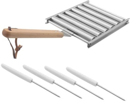 Zerodeko 1satz Edelstahl Hot Dog Roller Mit Holzgriff Abnehmbares Grillgestell Für Gleichmäßiges Garen Von Würstchen Und Saucen Für Bbq Camping Und Grillpartys