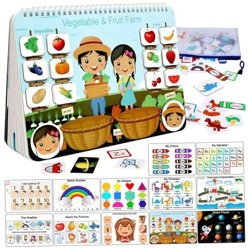 CAKEEYUM Livre d'accueil préscolaire pour Les Tout-Petits Apprentissage pédagogique pour Tout-Petit du Livre animé activités interactives