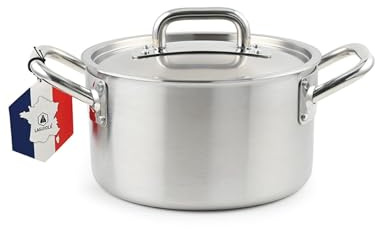 LAGUIOLE, Triplex-Suppentopf 24x15 cm Triplex-Edelstahl 304/Aluminium/430, Fassungsvermögen 6 l, kompatibel mit allen Herdarten einschließlich Induktion, hergestellt in Frankreich, Silber