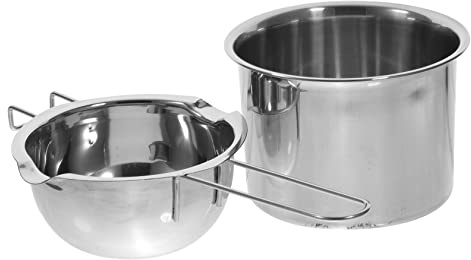 Ciotola per Sciogliere in Acciaio Inox 600ml per Formaggio | , Doppio Beccuccio per Versare, Design Compatto Salvaspazio, Facile da Pulire