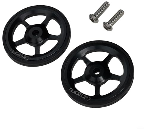 Aluminum Hollow Design Easy Wheels with M6 Bolt for Brompton Foldable Bicycle Racks (black)