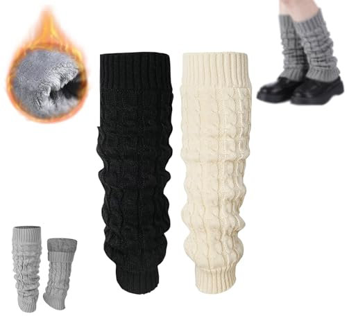 Beinwärmer für Damen, Winter, warme Beinwärmer, Stiefelsocken, gehäkelt, lange Stiefelsocken, Winter, mit Fleece gefüttert, Beinwärmer für Damen (2 Stück - C, Einheitsgröße), 2 Stück - C, One size