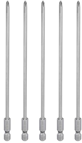 QUARKZMAN 5pcs Embout De Tournevis Cruciforme #1 Ph1 150mm Long Acier S2 | Embout Visseuse long, 1/4 Hex Shank, Acier S2, Magnétique pour Tournevis Électrique 0,138 (3,5mm) Tige