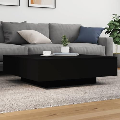 IBUQDDV Couchtisch mit LED-Leuchten Schwarz 100x100x31 cm Couchtische Sofatisch Coffee Table Wohnzimmertisch für Wohnzimmer Home Office