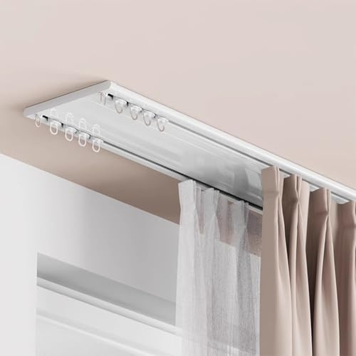 Binario Doppio per Tende Invisibile Binario per Tende Silenzio da 1 A 6M Binario A Soffitto per Tende per Commerciale Appartamento Albergo Ospedale(Bianca,2.0M/6.6FT)