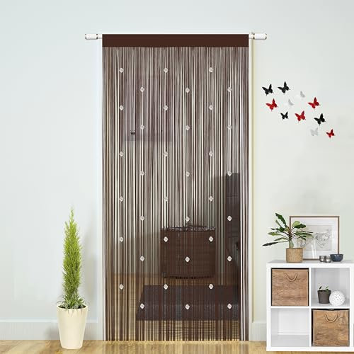 Beaded String Curtains for Doorways Boho Bedroom Decor Hanging Door Wall Beads Closet Window Curtain Room Divider Privacy Decorative (Coffee, 39 W x 79 L)