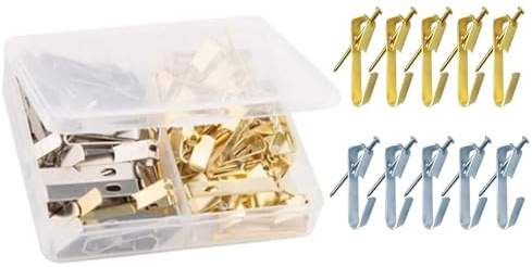 40 ganci in metallo per appendere quadri, 13,6 kg, gancio resistente con chiodi per cartongesso, kit da appendere alla parete in legno, ganci resistenti