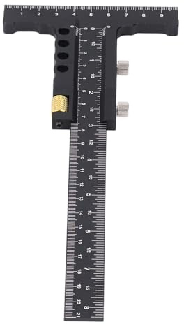 ZASCHMOY Precision Woodworking Scriber T Square Ruler - Multifunctional Aluminum Alloy Marking and Measuring Tool for Carpentry with Accurate Scale Measurements