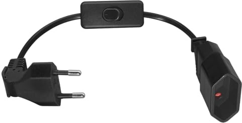 Europäisches EU 2-poliges Netzkabel mit Schalter, abgewinkeltes Verlängerungskabel Stecker/Buchse für PC-Computer PDU USV, Ladegeräte/Haushaltsgeräte/Netzteile usw (30, Zentimeter)