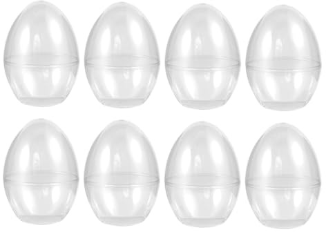 NIYANGLE 8pcs Jumbo Plastic Fillable Easter Eggs Party Favor Box Craft Decorative Egg Shaped Ball for Spring Theme Home Tree Hanging