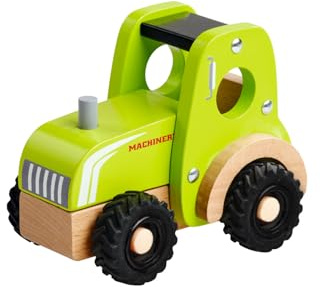 Eichhorn Traktor zum Schieben – Spieltraktor zum Rollen und Greifen, griffiges Design, langlebige Materialien aus Buchenholz, Birkenholz und Sperrholz, Kleinkindspielzeug, naturfarben, ab 1 Jahr