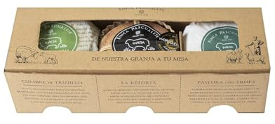Pack 3 Mini Quesos Finca Pascualete – Retorta · Cumbre de Trujillo · Pastura con Trufa – Quesos de Oveja Artesanos Extremeños · Para Regalar o Capricho Gourmet – CORAZON EXTREMEÑO