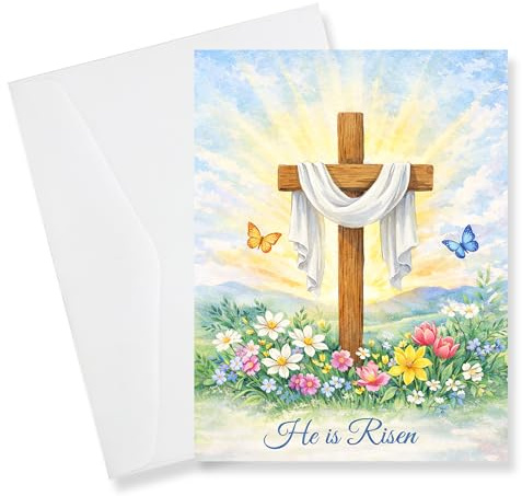 MYZHAOYUN Religious Easter Cards with Envelopes – Christian Easter Cards 5x7 Inch, Easter Cross Religious Greeting Cards, 8 Pack Easter Cards Religious for Prayer, Church & Family