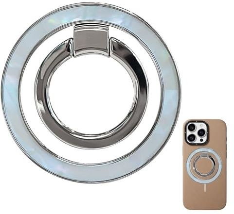 Magnetic Phone Ring Holder Grip, Shimmering with a Mother-of-Pearl-Like Luster, Ring Holder for Phone Case with 360° Rotation & Reinforced Hinge, Compatible with iPhone 17 16 15 14 13 Pro Max Plus