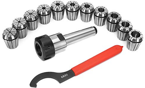 MT3 ER32 Milling Shank Tool Kit with 11 ER32 Collet Chucks High Precision Machine Tool Accessories for CNC Milling Drilling Machines Professional Grade Alloy Steel Construction