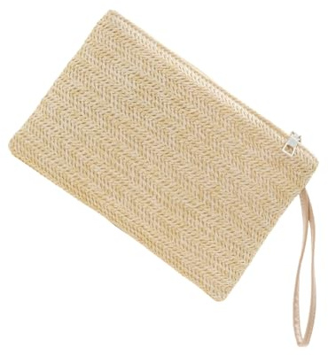 Greabuy Elegant vävd armbandsväska halmhandväska och ergonomisk för att komplettera alla kläder eller tillfällen strandmyntväskor vävd handledsväska, Khaki