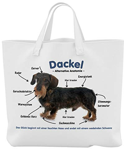 Merchandise for Fans Einkaufstasche/Strandtasche - Motiv: Dackel/Teckel/Dachshund alternative Anatomie - 01