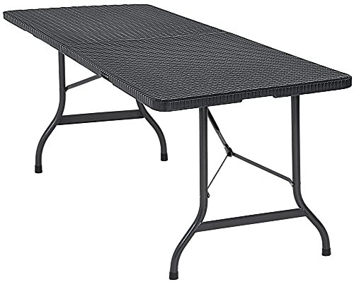 Casaria Tavolo da Giardino 183x76 cm Pieghevole Resistente Maniglia per Trasporto in Rattan da Balcone Terrazza Campeggio