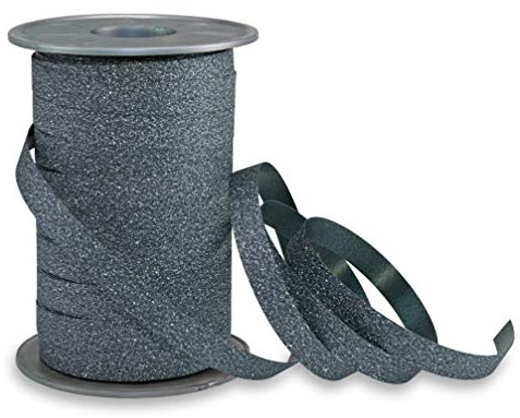 PRÄSENT Poly Glitter Ringelband Petrol, 100 m leicht kräuselndes Geschenkband, 10 mm Breite, Dekoband zum Basteln & Einpacken von Geschenken, für Festliche Anlässe