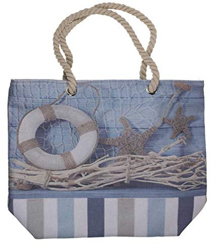 Shopper blau – mit Rettungsring und Seestern