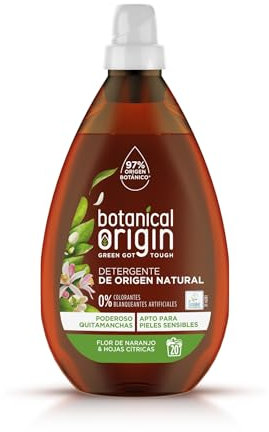 Botanical Origins Detergente Ecológico Líquido para la Ropa, Fragancia Flor de Naranjo & Hojas Cítricas- 20 Lavados