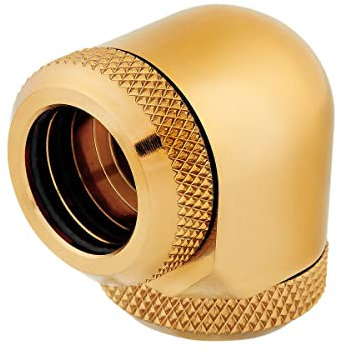 Corsair Hydro X Series XF Hardline a 90 Gradi da 14 mm OD Raccordi, Confezione Doppia (Design a Compressione Hardline a Doppio O-Ring, Facile Montaggio di Tubi Con Diametro di 12 mm) Oro