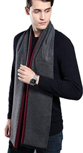 Budermmy Echarpe Hiver Hommes Cachemire Feel Écharpe， Echarpe Chaude pour les Hommes (MS01-8)