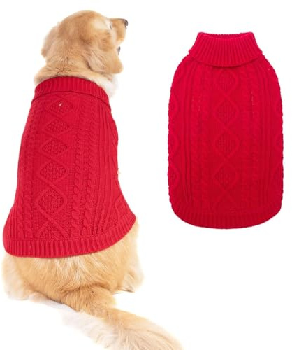 BINGPET Rollkragenpullover für Hunde und Katzen, klassischer Zopfstrick, warme Winterkleidung für Hunde und Katzen