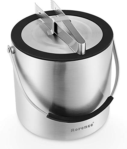 Rorence Edelstahl-Eiskübel: 3L doppelwandiger, isolierter Champagner-Eimer mit luftdichtem Deckel und Eiszange