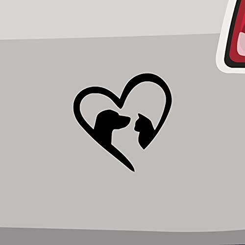 Katzen und Hunde Aufkleber -6 Größen- Auto Plott Sticker Cat Liebe Love Heart in 6 Größen und 21 Farben