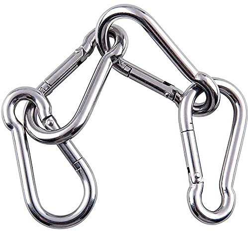 SYDARSYN Karabiner Edelstahl Karabinerhaken 12 x 140mm Kettenhaken für Reisen, Camping, Hängematte, Wandern, Angeln, Hundeleinen-Schlüsselbund