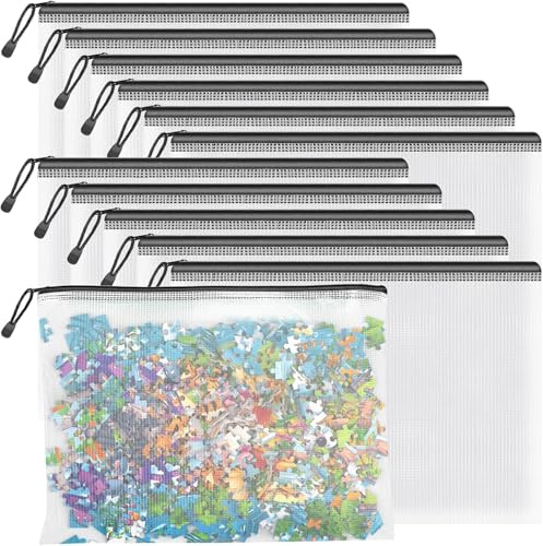 Umriox 12 Stück Dokumententasche A4,Wasserdichte Mesh A4 mit Reißverschluss | schwarze Transparent Kunststoff Dokumentenmappe A4,Mesh A5 für Quittung,Papier, Schule,Kosmetik,Reise