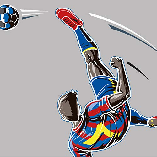 Wallepic Self-Adhesive Photo Wallpaper Sports Football Ball Football Player Abstract 405 x 270 cm Modern Wallpaper XXL Youth Boys Pattern Living Room Bedroom Office Hallway Wallpaper