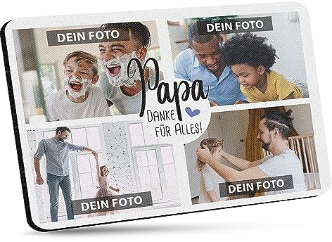 Mousepad mit Fotocollage für Papa selbst gestalten - Bedrucktes Mauspad - Danke Papa - 27 x 19 cm, 5mm stark | Fotogeschenk für Papa