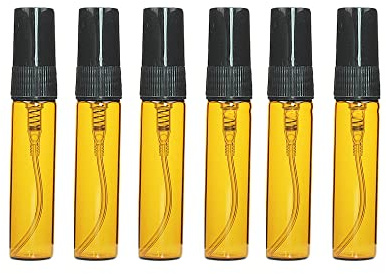 20pcs botella de spray de vidrio mini 5ml botella marrón pulverizador negro tapa negra botellas de perfume cosméticas botellas de niebla fina vacía para viajes de limpieza