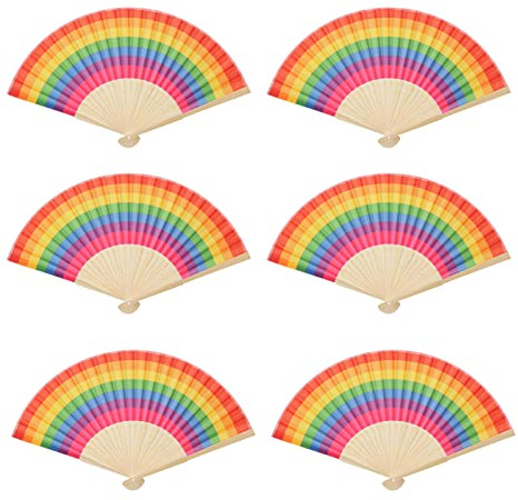 Regenbogen Fächer,bunter Regenbogen Handfächer,dekorativer Handfächer für Performance-Kleidung,Armbänder für Sommer Frauen Männer Pride Month Accessoires