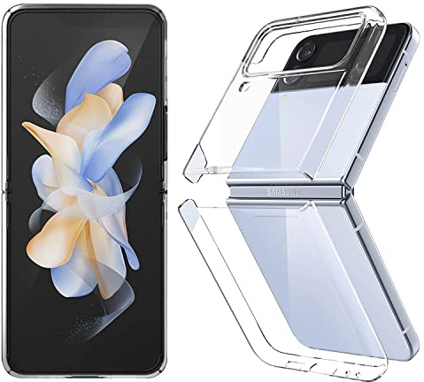 Kristallklart fodral för Samsung Galaxy Z Flip 4 5G, transparent | Anti-gulning, tunn hård PC, baksida och fram, antigul reptålig