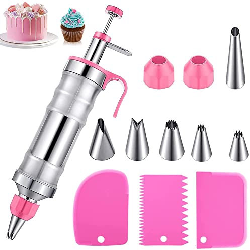 Jeringa de decoración de postres, herramienta de decoración de postres de acero inoxidable, suministros para hornear, galletas, postre de pastel