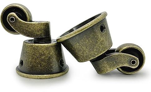 LEPEVNEY Swivel Caster Wheels Cup Type Solid Brass Castor for High Load Capacity Furniture, Universal Wheel Castors for Armchairs, Sofas, Beds, Antique Polished,φ1.77 / 45mm, Bronze 2 PCS
