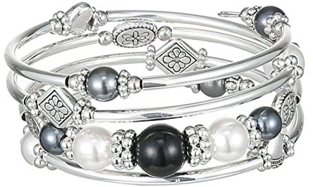 FULU AUTUMN Damen Boho Armband mit Mehrschichtiges Perlen Silber Wickelarmband Modeschmuck Geschenke zum Geburtstag und Muttertag für Frauen